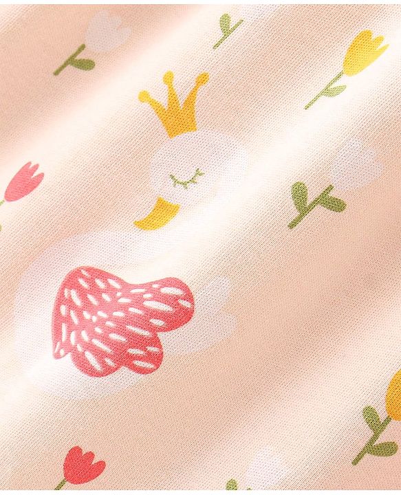 Babyhug 100% Cotton Jersey Knit Half Sleeves Frock With Bloomer Floral Print - Pink