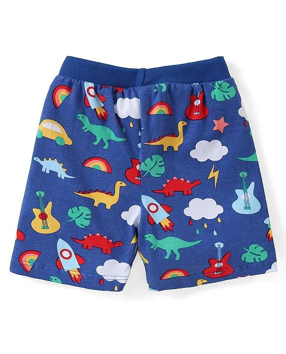 Babyhug Cotton Knit Dino & Stars Printed Shorts Pack of 3 - Multicolour