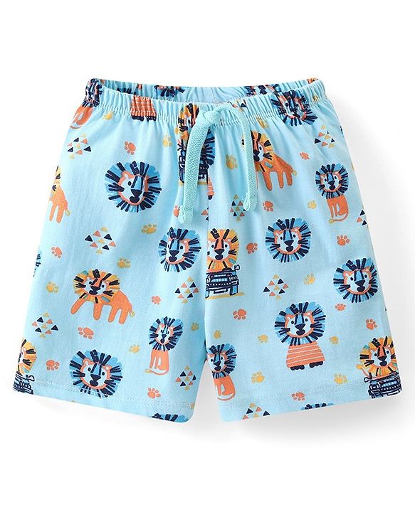 Babyhug Cotton Knit Shorts With Lion Print Pack of 3 - Multicolour