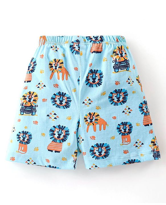 Babyhug Cotton Knit Shorts With Lion Print Pack of 3 - Multicolour