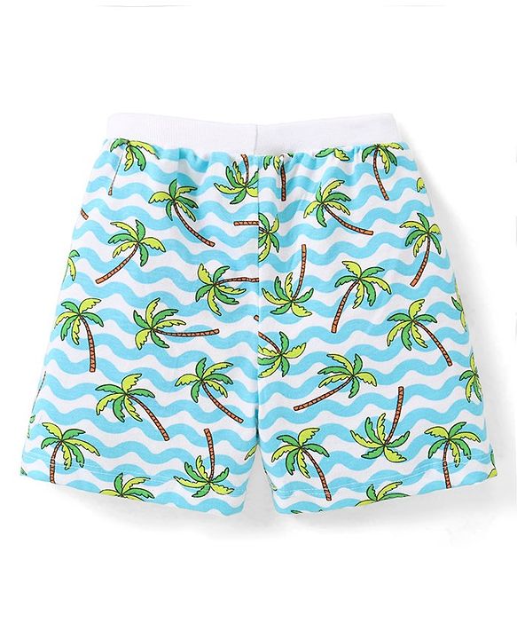 Babyhug Cotton Single Jersey Knit Shorts Striped & Palm Tree Print Pack of 3 - Multicolor