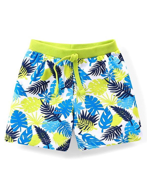 Babyhug Cotton Knit Stripes & Tropical Printed Shorts Pack of 3 - Multicolour