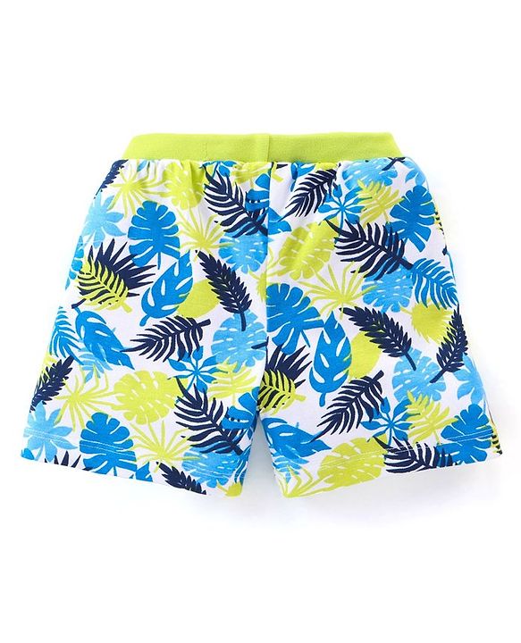 Babyhug Cotton Knit Stripes & Tropical Printed Shorts Pack of 3 - Multicolour