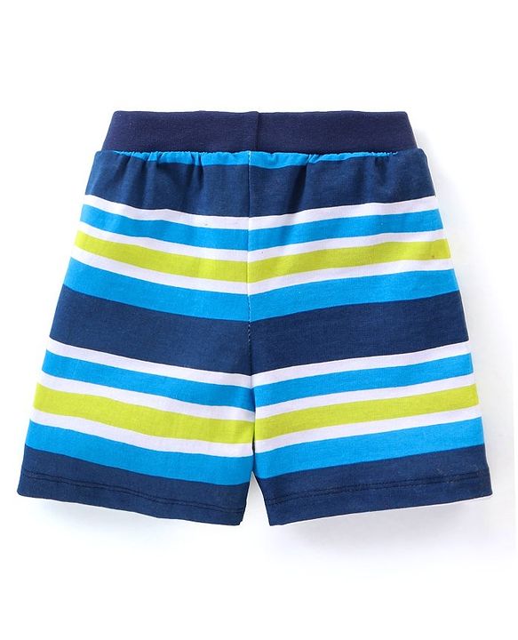 Babyhug Cotton Knit Stripes & Tropical Printed Shorts Pack of 3 - Multicolour