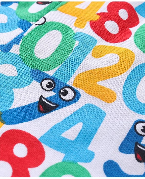 Babyhug Cotton Knit Numbers Printed Shorts Pack of 3 - Multicolour