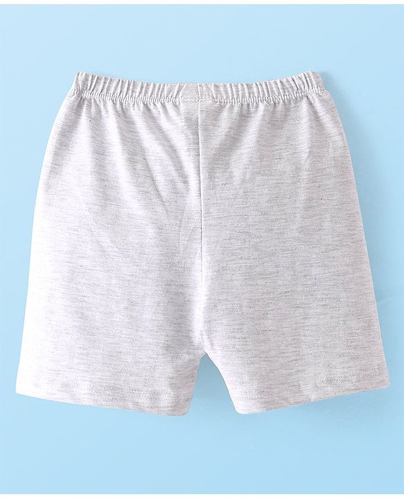 Babyhug Cotton Knit  Beach Theme Printed Shorts - Grey