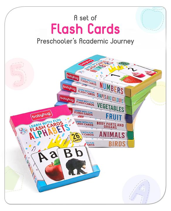 Babyhug 150 Pieces Early Learning and Educational Double Sided Flash Cards- 8 Sets