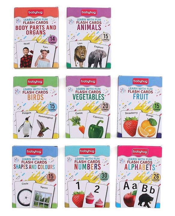 Babyhug 150 Pieces Early Learning and Educational Double Sided Flash Cards- 8 Sets
