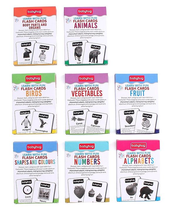 Babyhug 150 Pieces Early Learning and Educational Double Sided Flash Cards- 8 Sets