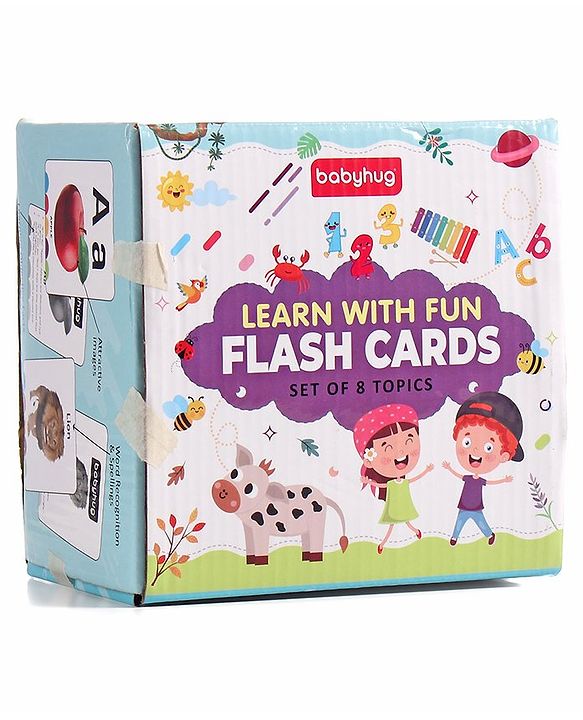 Babyhug 150 Pieces Early Learning and Educational Double Sided Flash Cards- 8 Sets
