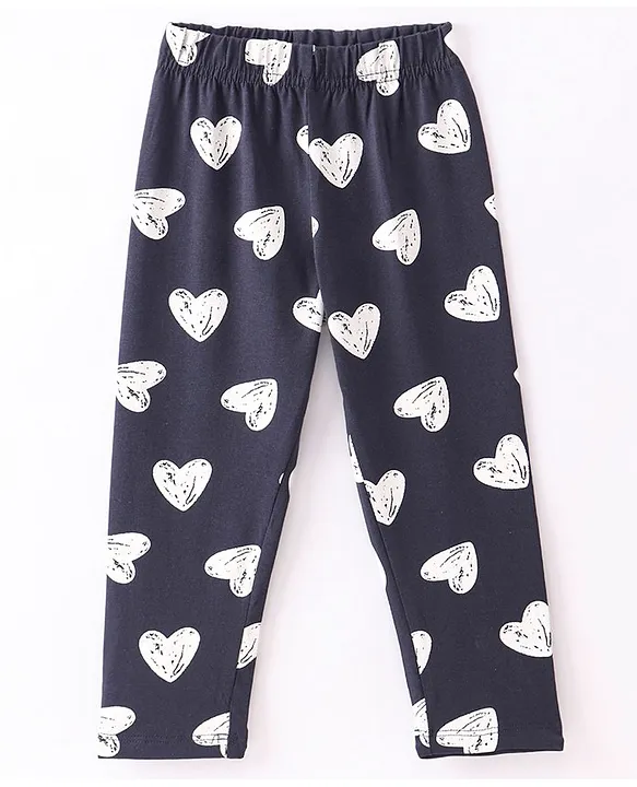 Buy Blue Heart Print Pima Leggings