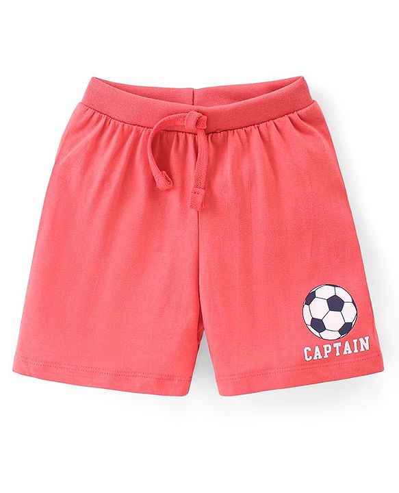 Babyhug Cotton Single Jersey Knit Shorts Stripes & Football Print Pack Of 3 - Blue & Red