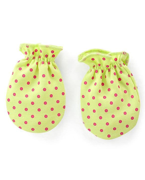 Babyhug 100% Cotton Knit Mittens Pack of 3 Floral Print - Multicolor