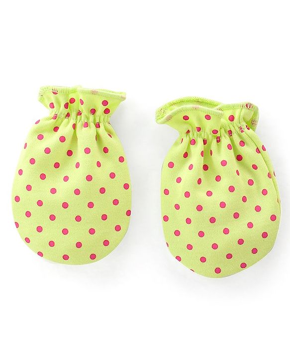 Babyhug 100% Cotton Knit Mittens Pack of 3 Floral Print - Multicolor