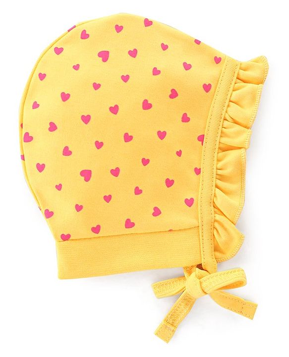 Babyhug 100% Cotton Bonnet Cap Floral Print Pack of 2 - Blue & Yellow