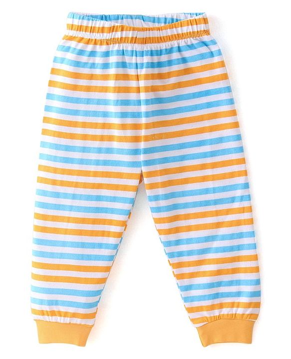 Babyhug Cotton Single Jersey Knit Half Sleeves Night Suit with Shark Print - Multicolor
