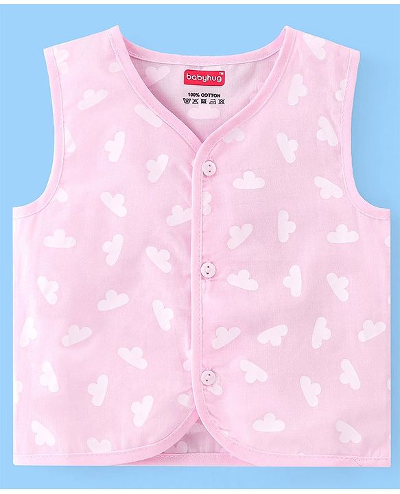 Babyhug 100% Cotton Front Open Sleeveless Jhablas Elephant & Polka Dots Print Pack of 5 - Multicolour