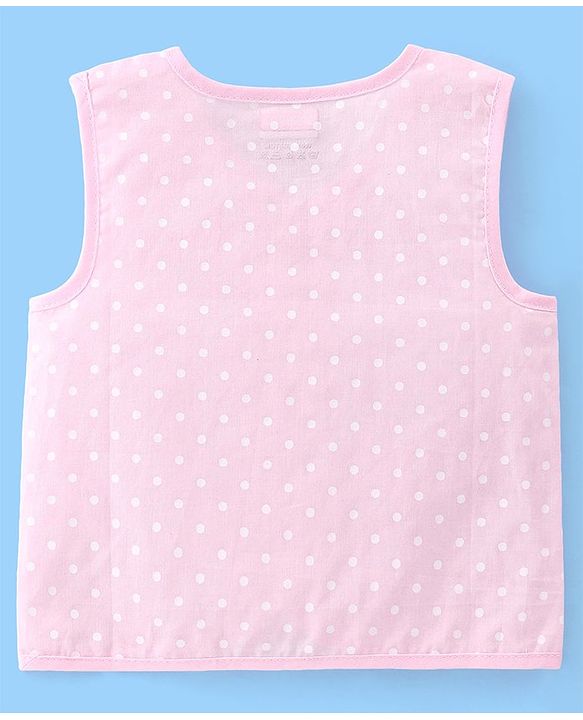 Babyhug 100% Cotton Front Open Sleeveless Jhablas Elephant & Polka Dots Print Pack of 5 - Multicolour