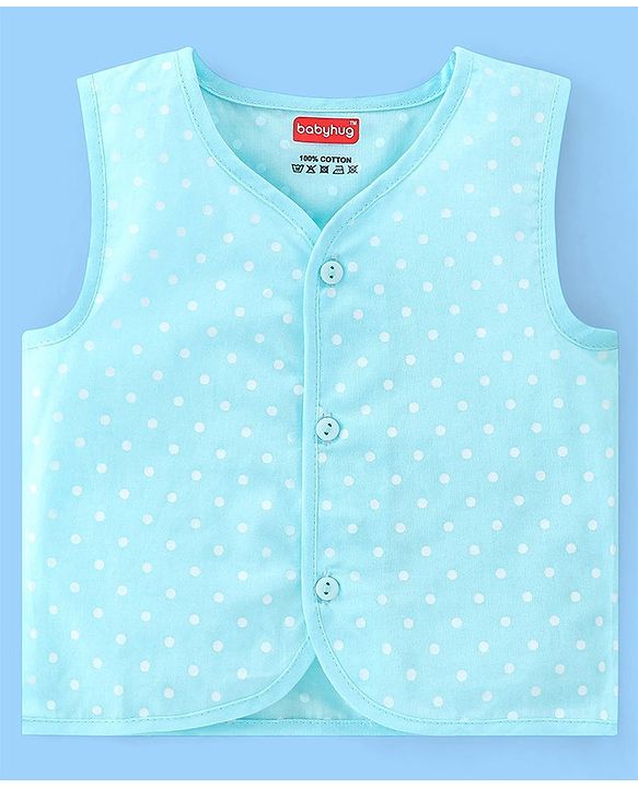 Babyhug 100% Cotton Front Open Sleeveless Jhablas Elephant & Polka Dots Print Pack of 5 - Multicolour
