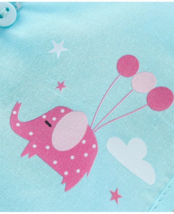 Babyhug 100% Cotton Front Open Sleeveless Jhablas Elephant & Polka Dots Print Pack of 5 - Multicolour