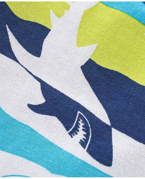 Babyhug Single Jersey Knit Half Sleeves Night Suit Shark Print - Multicolour