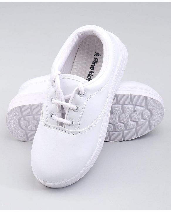 Pine Kids Lace Ups School Shoes - White