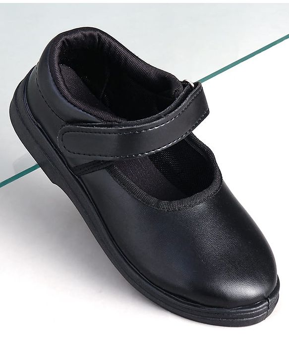 Pine Kids Solid School Shoes with Velcro Closure - Black