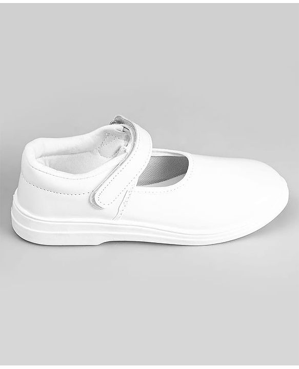Pine Kids Solid School Shoes with Velcro Closure - White