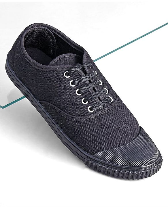 Pine Kids Solid Lace Up School Shoes - Black