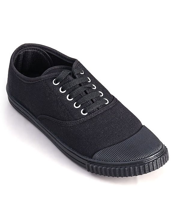Pine Kids Solid Lace Up School Shoes - Black