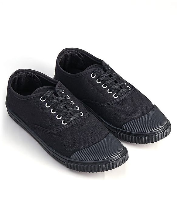 Pine Kids Solid Lace Up School Shoes - Black