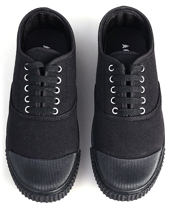 Pine Kids Solid Lace Up School Shoes - Black