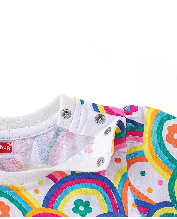 Babyhug Cotton Single Jersey Knit Half Sleeves Night Suit Floral Print - Multicolour