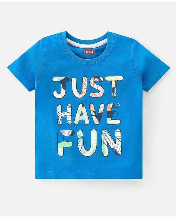 Babyhug 100% Cotton Knit Half Sleeves T-Shirt With Stripe & Text Graphics Pack Of 3 - Multicolour