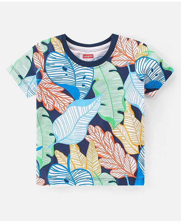 Babyhug 100% Cotton Knit Half Sleeves T-Shirt With Stripe & Text Graphics Pack Of 3 - Multicolour