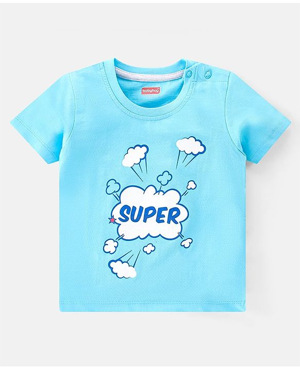 Babyhug 100% Cotton Knit Half Sleeves T-Shirt With Stripe & Text Graphics Pack Of 3 - Yellow & Blue