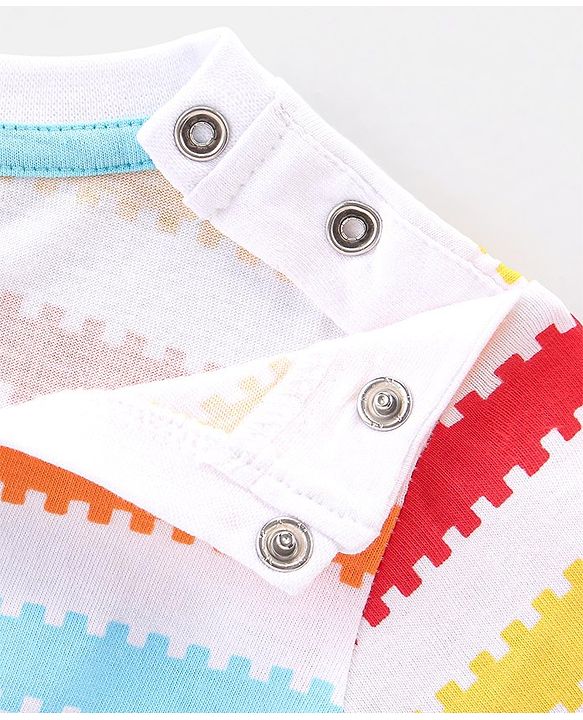 Babyhug 100% Cotton Knit Half Sleeves T-Shirt With Stripe & Text Graphics Pack Of 3 - Yellow & Blue
