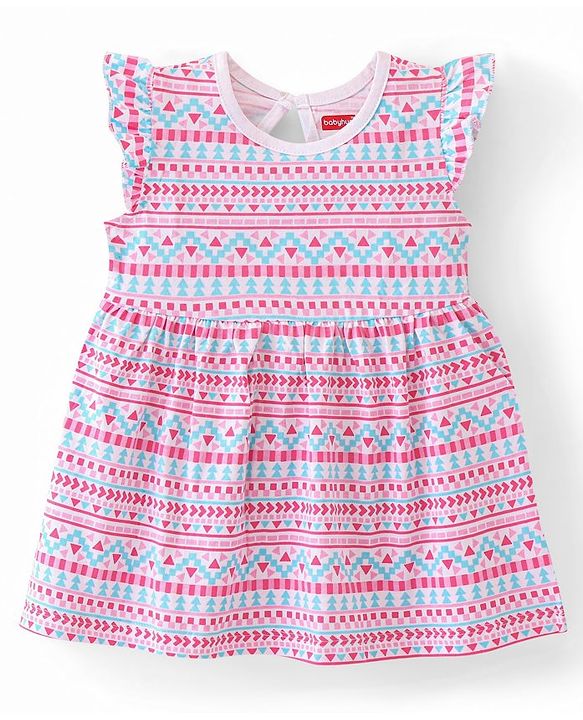Babyhug  Cotton Jersey Knit Frill Sleeves Frock with Floral Print Pack of 2 - Multicolour
