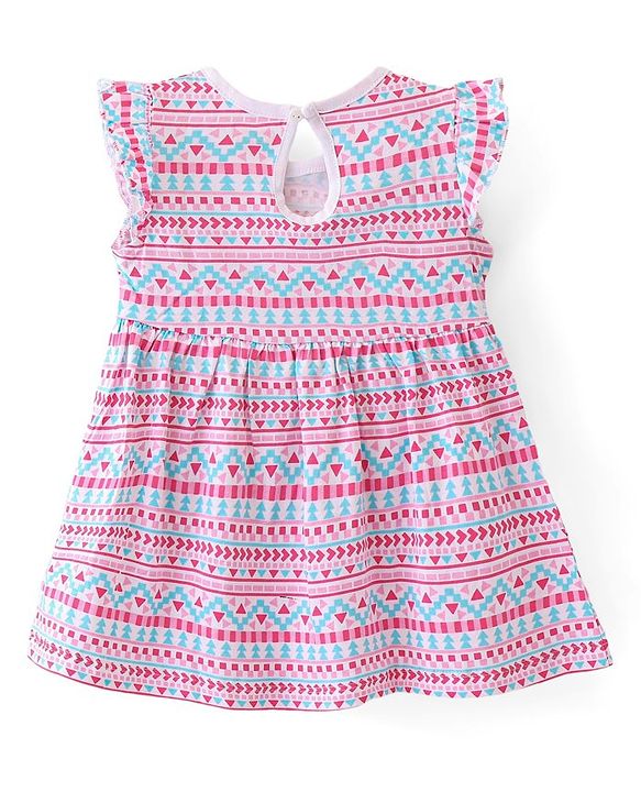 Babyhug  Cotton Jersey Knit Frill Sleeves Frock with Floral Print Pack of 2 - Multicolour