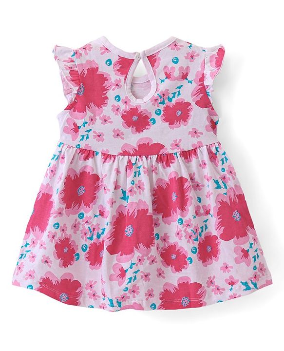 Babyhug  Cotton Jersey Knit Frill Sleeves Frock with Floral Print Pack of 2 - Multicolour