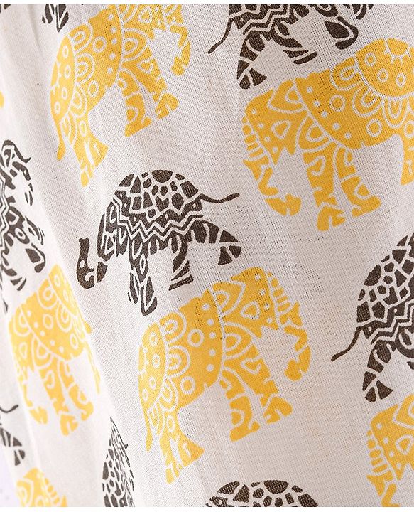 Babyhug 100% Cotton Woven Full Sleeves Kurta & Dhoti Set With Elephant Print - Yellow