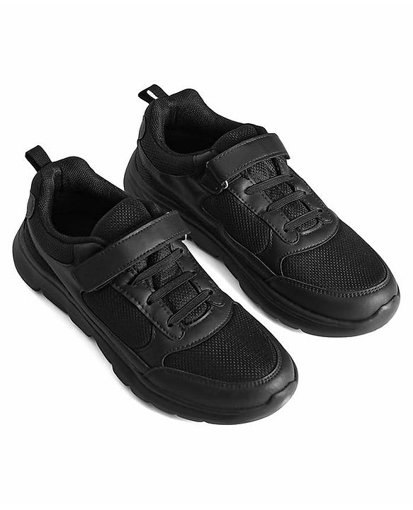 Pine Kids School Shoes with Velcro Closure -  Black