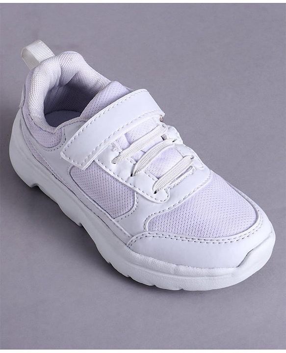 Pine Kids School Shoes with Velcro Closure -  White