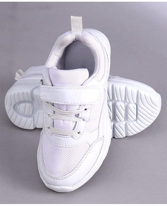 Pine Kids School Shoes with Velcro Closure -  White