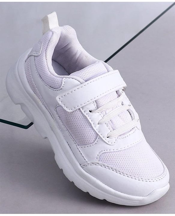 Pine Kids School Shoes with Velcro Closure -  White