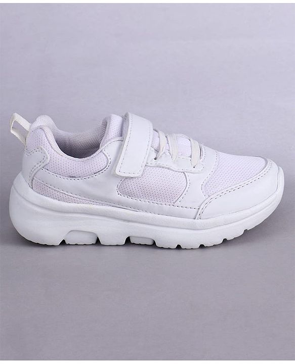Pine Kids School Shoes with Velcro Closure -  White