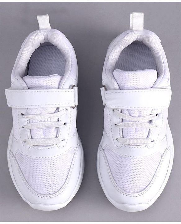 Pine Kids School Shoes with Velcro Closure -  White