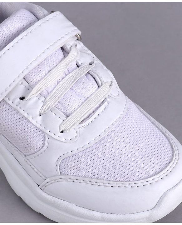 Pine Kids School Shoes with Velcro Closure -  White