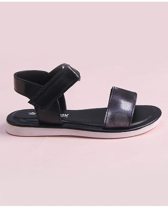 Cute Walk by Babyhug Velcro Closure Sandal With Double Foil Texture Effect - Black