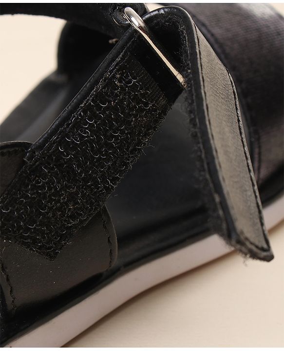 Cute Walk by Babyhug Velcro Closure Sandal With Double Foil Texture Effect - Black